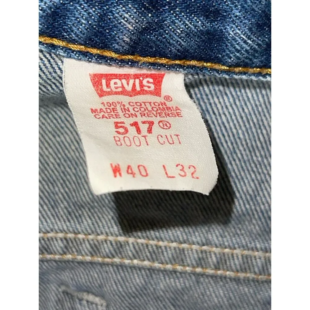 Vintage Levi's 517 Jeans Mens 40x32 Dark‎ Wash Boot Cut 90s Y2K Red Tag